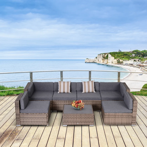 Merton 7-Piece Patio Furniture Sets Outdoor Rattan Conversation Sets
