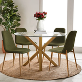 Folmar 4 - Person Dining Table Sets With 39'' Round Table & 4 Upholstered Fabric Chairs