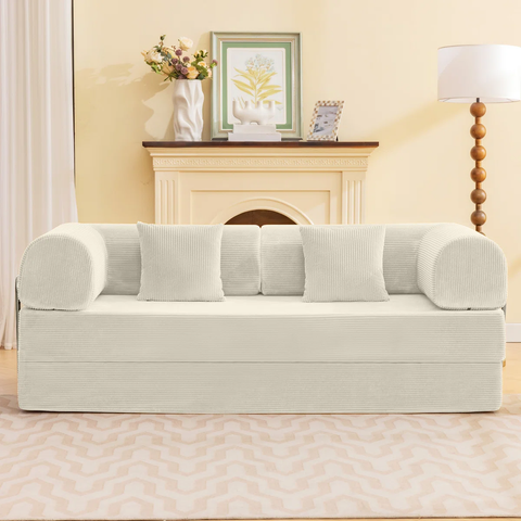 Foldable Three Person Fabric Sofa Bed, high Rebound Density Sponge Sofa