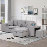 104" Pull Out Sleeper Sofa, Reversible L-Shape Sectional