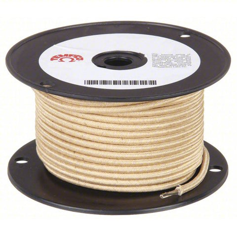 TEMPCO High Temp Lead Wire: 10 AWG Wire Size, Natural, 100 ft Lg, Fiberglass/Mica, 600V AC Volt