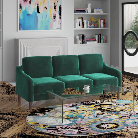 Winnie 74'' Velvet Round Arms CAL117 Compliant Sofa