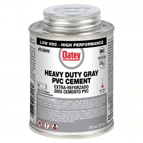 OATEY Cement: Heavy Duty, 8 fl oz, Brush-Top Can, Gray