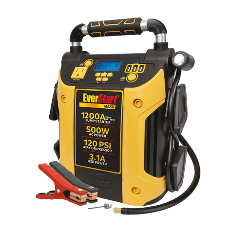 Maxx J5CPDE 1200 Peak Amp Jump Starter, Power Station, 500W Inverter and 120 PSI Compressor