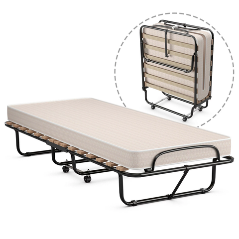 Folding Bed Rollaway Extra Guest W/ Memory Foam Mattress