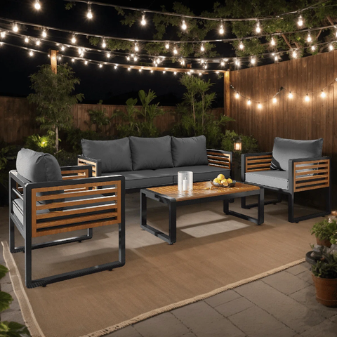 Outdoor 4 Piece Sofa Seating Group with Removable Cushion