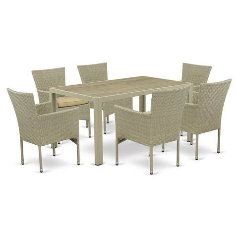 7-piece Modern Metal Patio Set in Natural