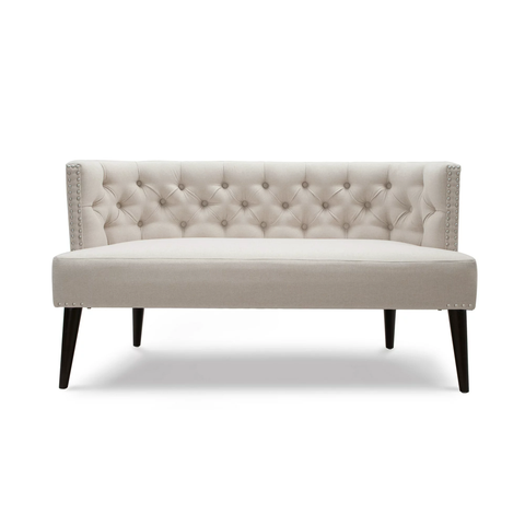 Celine Tufted Settee Nailhead Accents, Sky Neutral