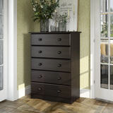 Palace Imports 100% Solid Wood 5-Drawer Chest with Metal or Wooden Knobs