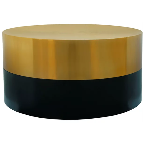 Sun Brushed Gold Top Coffee Table with Matte Black Base
