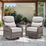 Opohoro Outdoor Swivel Rocker Patio Chairs Set with 6 inch Thick Cushions, High Back Wicker Outdoor Patio Furniture Set