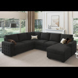 U-Shaped Sectional Sofa Bed Pull Out Sleeper Couch With Storage Chaise