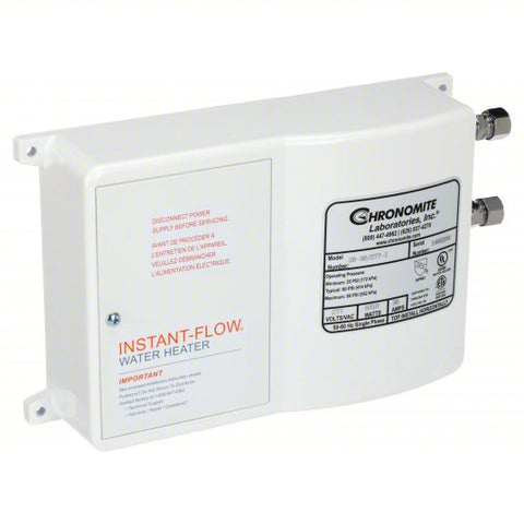 Electric Tankless Water Heater: Indoor, 8,310 W, 2 gpm Max. Flow Rate
