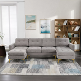 111" U-Shape Convertible Sectional Sofa Couch with Movable Ottoman-ModernLuxe
