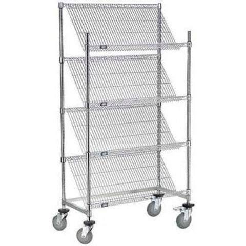 Slant Wire Shelving Suture Cart, 4 Shelves, 36"W x 18"L x 69"H
