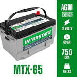 Interstate Batteries Automotive Battery 12V 65Ah 770CCA (MTZ-65) Automobile SLI AGM