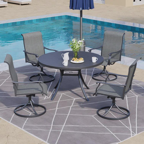 4- Person Round Dining Table With Swivel Chairs