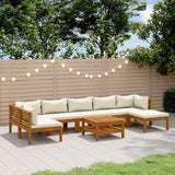 vidaXL Garden Lounge Set Cream Solid acacia wood, 100% polyester fabric