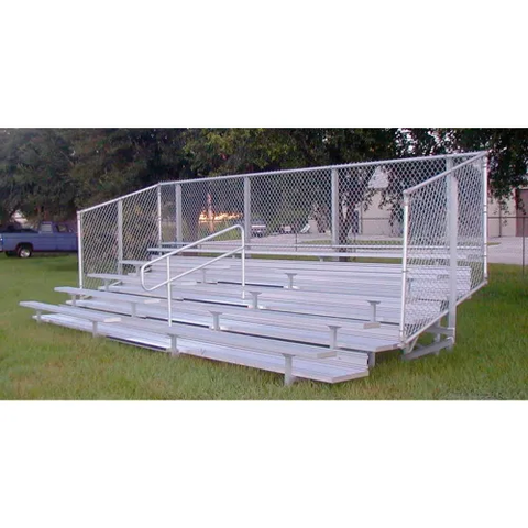 Deluxe Series 5 Row Aluminum Bleacher, 27' Long, Guardrail, Mid Aisle, Semi-Closed Deck