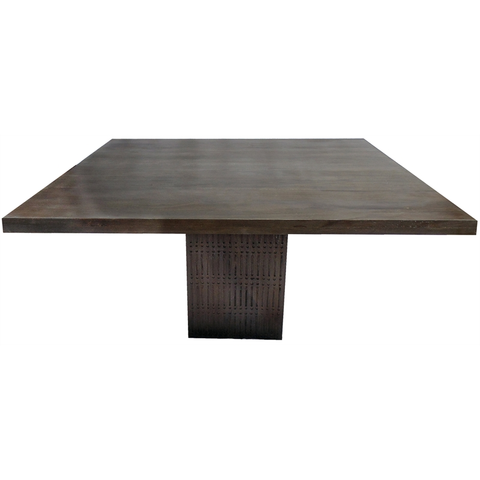 Wood 42" Square Gathering Table in Antique Brown Finish