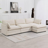 Hyleory 112 in. W 4-Piece Modern Corduroy Fabric Sectional Sofa Couch with Ottoman