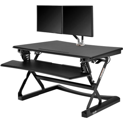 Ergonomic Sit-Stand Desk Converter & Dual Monitor Mount Kit - Full Width Keyboard