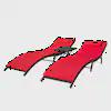 3-Pieces Steel Frame Poolside Folding Chairs Wicker Outdoor Chaise Lounge Chair with  Cushion (Set of 2)