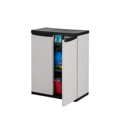 Premium One 26.9 in. W x 33.8 in. H x 15.8 in. D 2-Shelf Resin Freestanding Cabinet in Grey