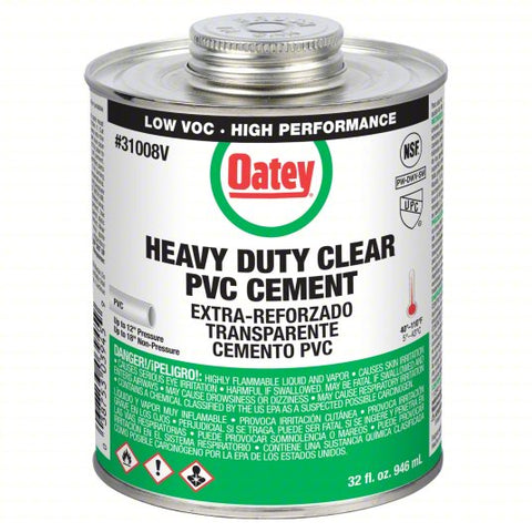 OATEY Cement: Heavy Duty, 32 fl oz, Brush-Top Can, Clear