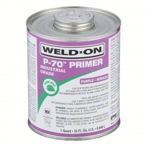 WELD-ON Primer: P-70, 32 oz, Can, Purple, For Construction Adhesive