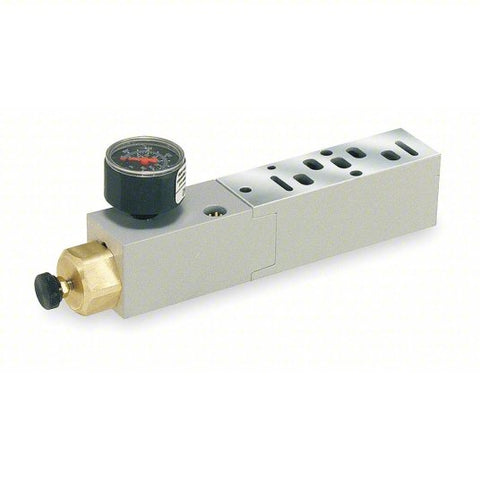 PARKER Manifold Air Regulator: 0.55 cfm Max Flow Rate, 5 psi to 125 psi, 120°F Max Op Temp, 15407-1