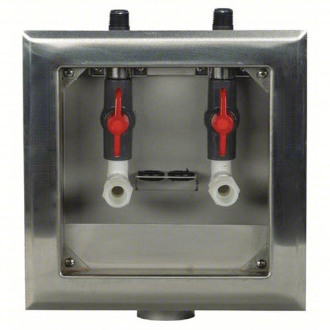 Outlet Box: 1/2 in MIP, 1/4 in Turn, Center, 8.63 in Box Wd, 11.25 in Box Ht