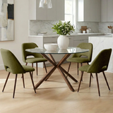 Aunnika 5-Piece Round Dining Set with Tempered Glass Table