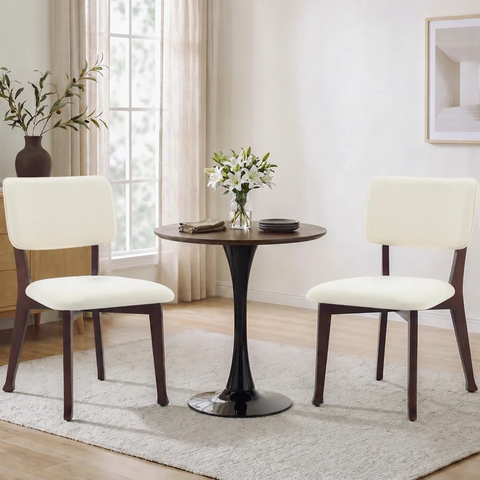 Solid Rubberwood Frame Kitchen Side Chairs with Cushioned Seat