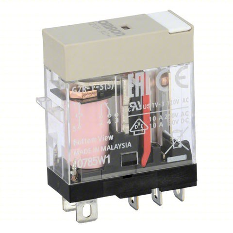OMRON General Purpose Relay: Socket Mounted, 10 A Current Rating, 120V AC, SPDT, 5 Pins/Terminals