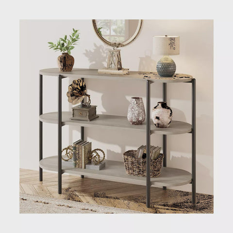 Entryway Console Table, 3-Tier Industrial Metal Sofa Table, Behind Couch Table