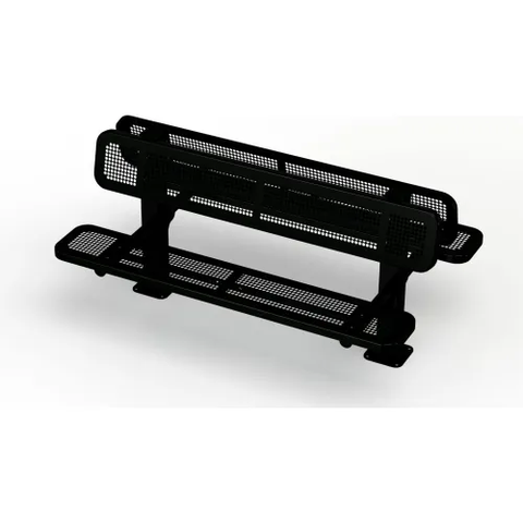 UltraSite® Double Sided Bench, Perforated Seat, Surface Mount, 6'L, Black