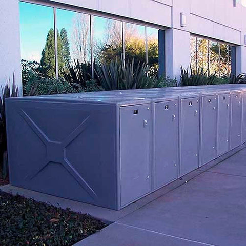 Bike Storage Locker W/Padlock, 1 Bike Capacity, 30"Wx74-1/2"Dx49"H, Tan, Assembled