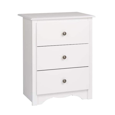 Monterey 3-Drawer White Nightstand