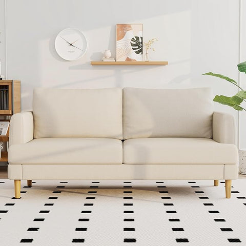 70" Modern Loveseat Sofa with USB Type-C Ports, Linen Fabric 2-Seater Deep Seat Couch, Cozy Small Couch Sofa for Living Room