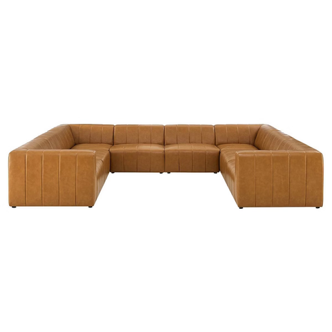 Modway 8pc Bartlett Vegan Leather Sectional Sofa Set Tan