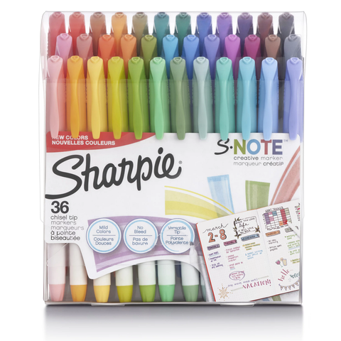S-Note Creative Highlighter Markers, Assorted Colors, Chisel Tip, 36 Count