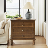Muriel Farmhouse 3 Drawers End Table with Built-In Outlets by HULALA HOME