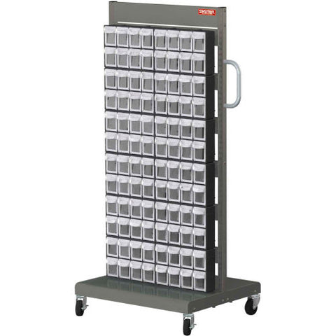 Flip Out Bin Mobile Parts Cart - Double Sided with 192 Bins