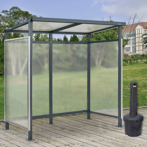 Bus Smoking Shelter Flat Roof Open Front W/Blk 5 Gal.Ashtray 6'5"x3'8"x7'