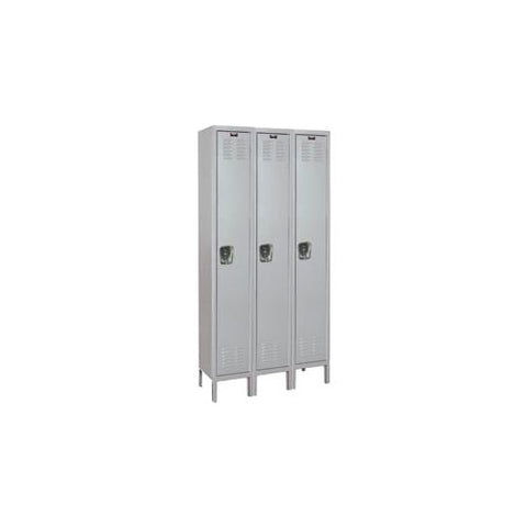 Hallowell® MedSafe™ 1-Tier 3 Door Antimicrobial Locker,18"Wx18"Dx72"H,Light Gray,Assembled
