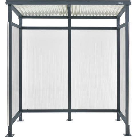 Bus Smoking Shelter Flat Roof 3-Side Beige 5 Gal. Ashtray 6'5" x3'8" x7'