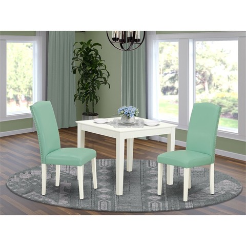 Oxford 3-piece Wood Dining Set in Linen White/Pond