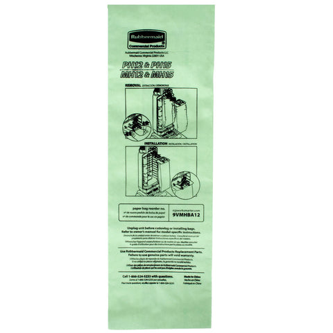 Rubbermaid FG9VMHBA12 Vacuum Bag for 12" and 15" Upright Vacuums - 10/Pack