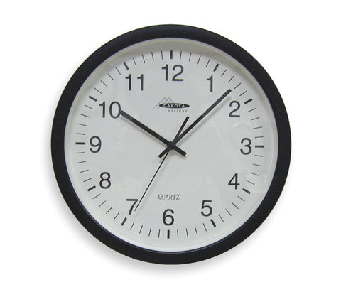 Analog Clock, 13-3/4 In, Black